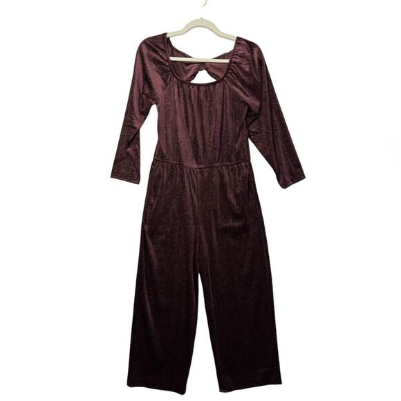 New with Tags Old Navy Short Sleeve Velvet Maroon Jumpsuit Sz Xxl - Picture 2 of 14